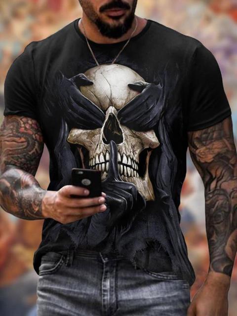 Men 3D Tees Casual Round Neck Short Sleeve  Playing Cards Printing