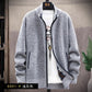 sweater solid color zipper cardigan  fleece catch thick warm collar jacket