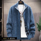 sweater solid color zipper cardigan  fleece catch thick warm collar jacket