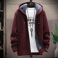 sweater solid color zipper cardigan  fleece catch thick warm collar jacket