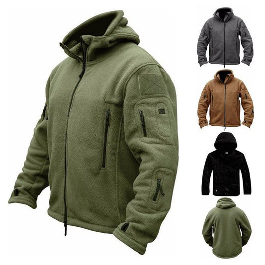 Military Fleece Tactical Jacket Solid Casual Hooded Jacket Army Zipper Coat Outdoor Thermal Ventilation Sports Polar Clothes