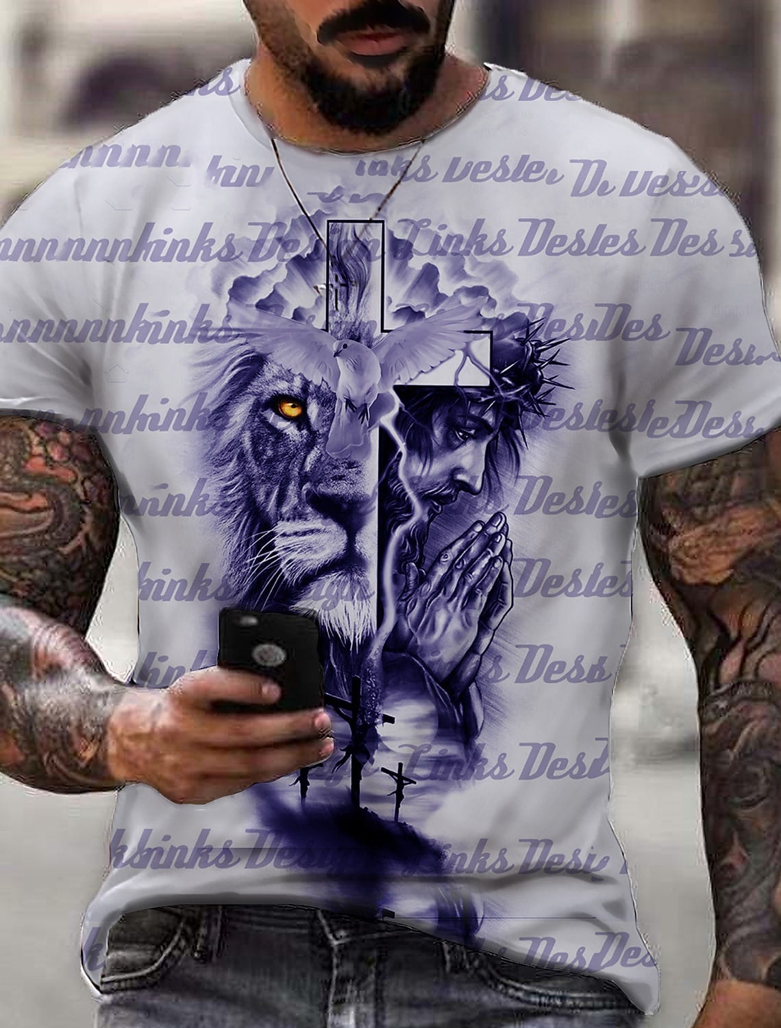 Men's Tee T-shirt Shirt 3D Print Graphic Prints Lion Print Short Sleeve Daily Tops