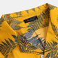 Mens 100% Cotton Leaf Printed Chest Pocket Turn Down Collar Short Sleeve  Shirts