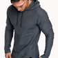 Mens Irregular Hem Hooded Striped Fold Raglan Sleeve O-neck Solid Color Casual Sweatshirt SKU984185