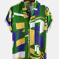 Mens Geometric Colorful Block Printed Short Sleeve Shirt
