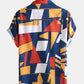 Mens Geometric Colorful Block Printed Short Sleeve Shirt