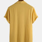 Mens Cotton Light Breathable Solid Color Revere Shirt