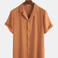 Mens Cotton Light Breathable Solid Color Revere Shirt