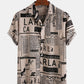Mens 65% Cotton Fun Newspaper Print Casual Holiday Short Sleeve Shirt