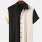Men Asymmetric Color Matching Casual Short Sleeve Shirt