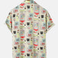 Mens Colorful Element Mushroom Pattern Print Loose Light Short Sleeve Shirts