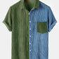 Mens Patchwork Corduroy Designed Casual Loose Drawstring Waist Suits SKUF77909