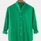 Mens Cotton & Linen Solid Color Thin Casual Long Sleeve Shirts With Pocket SKUF80414