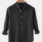 Mens Cotton & Linen Solid Color Thin Casual Long Sleeve Shirts With Pocket SKUF80414