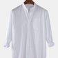 Mens Cotton & Linen Solid Color Thin Casual Long Sleeve Shirts With Pocket SKUF80414