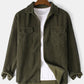 Mens Solid Corduroy Relaxed Fit Casual Long Sleeve Shirts With Flap Pockets SKUF75051