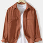 Mens Corduroy Solid Color Cargo Style Long Sleeve Shirts With Flap Pockets