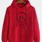 Mens Cotton Funny Face Print Drop Sleeve Casual Drawstring Hoodies