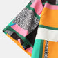 Mens Dot & Geometry Pattern Colorblock Lapel Short Sleeve Shirt