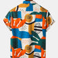 Mens Graffiti Geometry Graphics Colorblock Pocket Short Sleeve Shirt