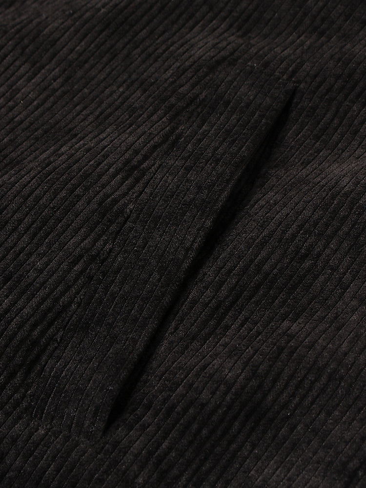 Mens Colorblock Corduroy Drawstring Hem Daily Pullover Hoodie