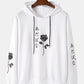 Mens Rose Japanese Character Print Cotton Casual Drawstring Overhead Hoodies