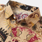 Mens Thin & Breathable Cotton Tribal Pattern Vintage Lapel Holiday Casual Shirt