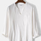 Mens Simple Solid 100% Cotton V-Neck Long Sleeve Shirt