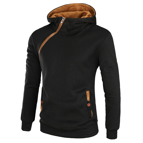 Mens Hoodies Solid Color Side Zipper Thick Casual Sport Hooded Tops SKU715666