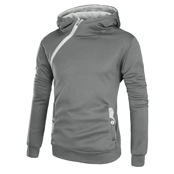 Mens Hoodies Solid Color Side Zipper Thick Casual Sport Hooded Tops SKU715666