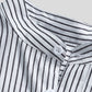 Mens Striped Breathable Stand Collar Short Sleeve Casual Loose Shirts