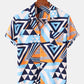 Mens Triangle All Over Print Lapel Street Short Sleeve Shirts