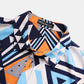 Mens Triangle All Over Print Lapel Street Short Sleeve Shirts