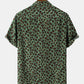 Mens Leopard Print Button Up Short Sleeve Shirts With Pocket