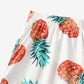 Mens Pineapple Pattern Print Casual Loungewear Comfy Breathable Button Drawstring Outfits Set
