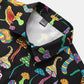 Mens Colorful Mushroom Print Button Up Street Short Sleeve Shirts
