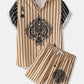 Mens Playing Card Pattern Patchwork Striped Shirt & Shorts Co-ords