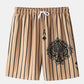Mens Playing Card Pattern Patchwork Striped Shirt & Shorts Co-ords
