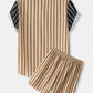 Mens Playing Card Pattern Patchwork Striped Shirt & Shorts Co-ords