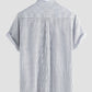 Mens Striped Breathable Stand Collar Short Sleeve Casual Loose Shirts