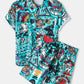 Mens Allover Funny Cartoon Print Loose Casual Two Pieces Outfits