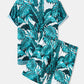 Mens Summer Holiday Revere Collar Tropical Leaf Pattern Baroque Two Piece Outfits