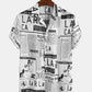 Mens 65% Cotton Fun Newspaper Print Casual Holiday Short Sleeve Shirt