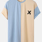 Mens X Pattern Patchwork Drop Shoulder Casual Short Sleeve Two Piece Outfits