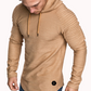 Mens Irregular Hem Hooded Striped Fold Raglan Sleeve O-neck Solid Color Casual Sweatshirt SKU984185