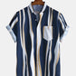 Mens Plain Color Striola Chest Pocket Casual Short Sleeve Shirts