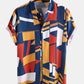 Mens Geometric Colorful Block Printed Short Sleeve Shirt
