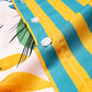 Men Plant & Leaf Striped Patchwork Casual Holiday Curved Hem Shirt
