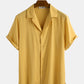 Mens Cotton Light Breathable Solid Color Revere Shirt