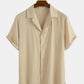 Mens Cotton Light Breathable Solid Color Revere Shirt